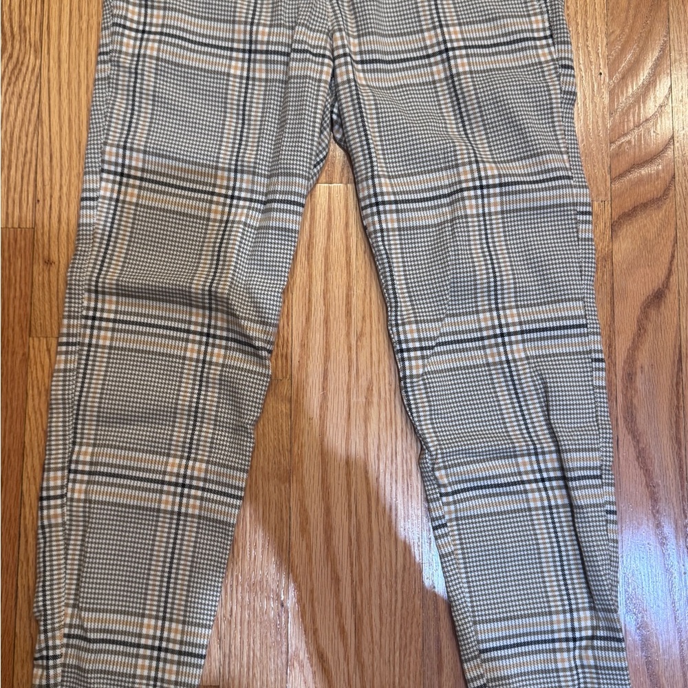 Hollister Plaid Men's Pants - Gray and Cream